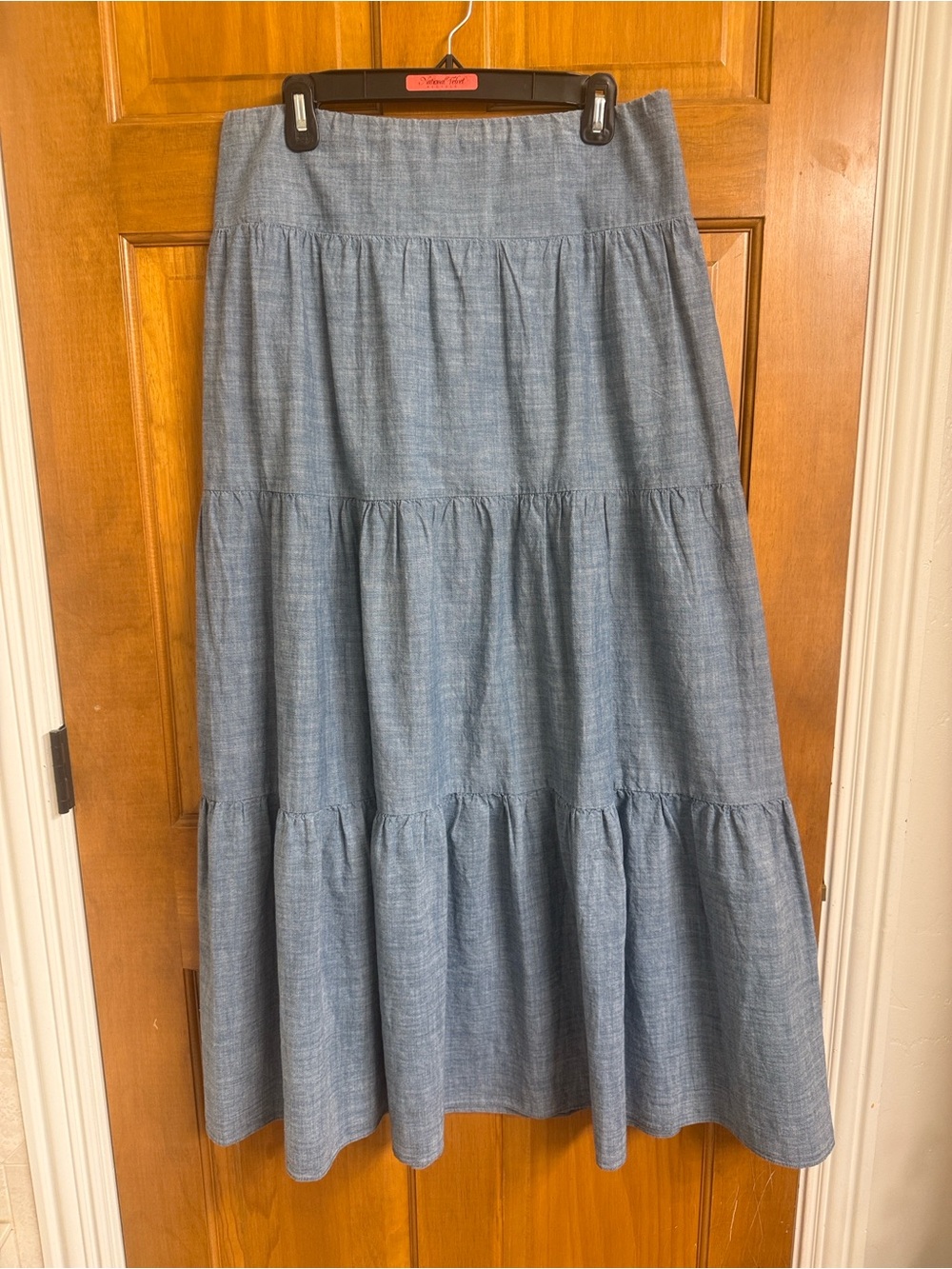 J. McLaughlin Blue Chambray Tiered Maxi Skirt- Like new